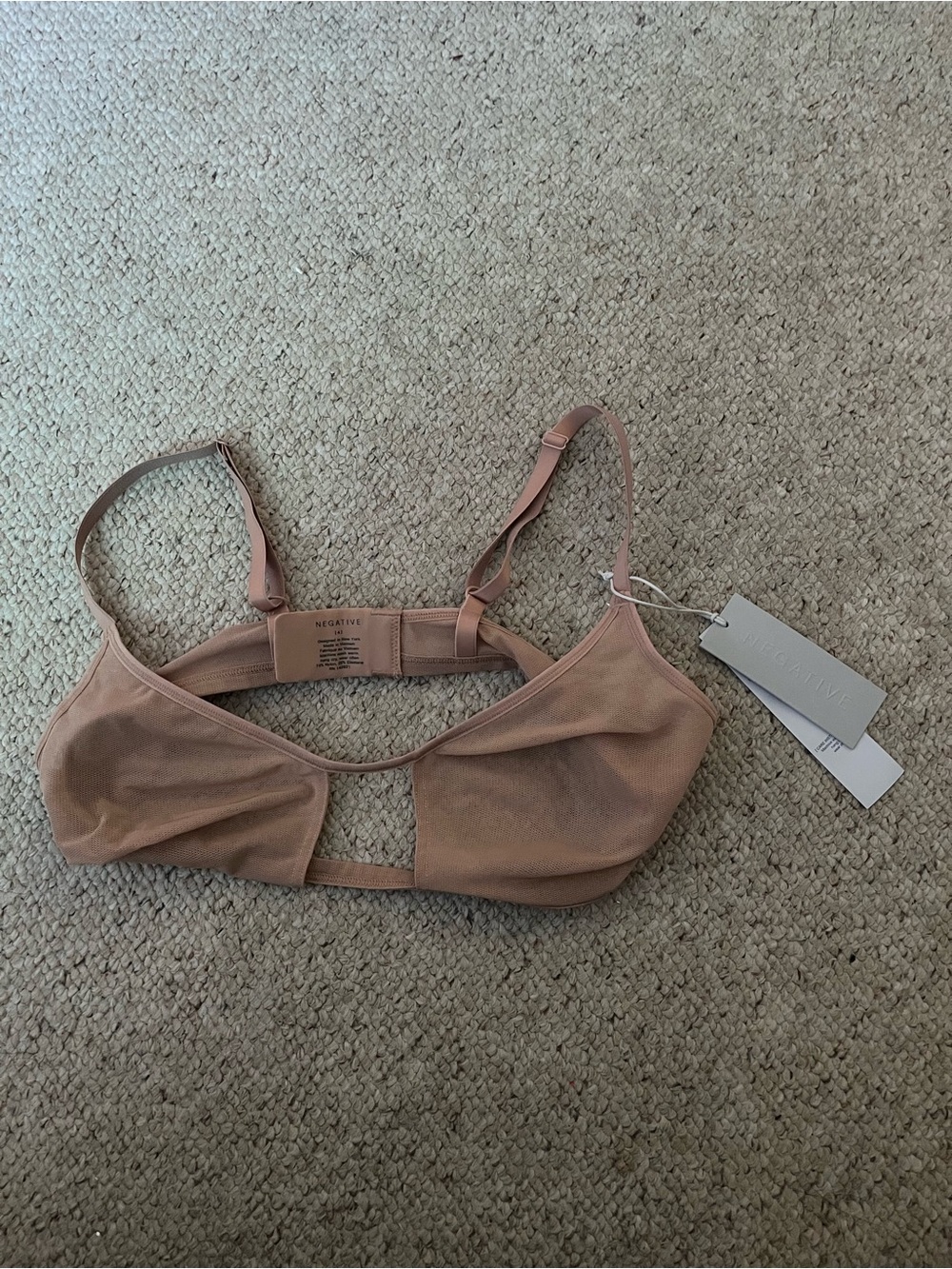 Negative Underwire-Free Mesh Bralette in Nude - NWT